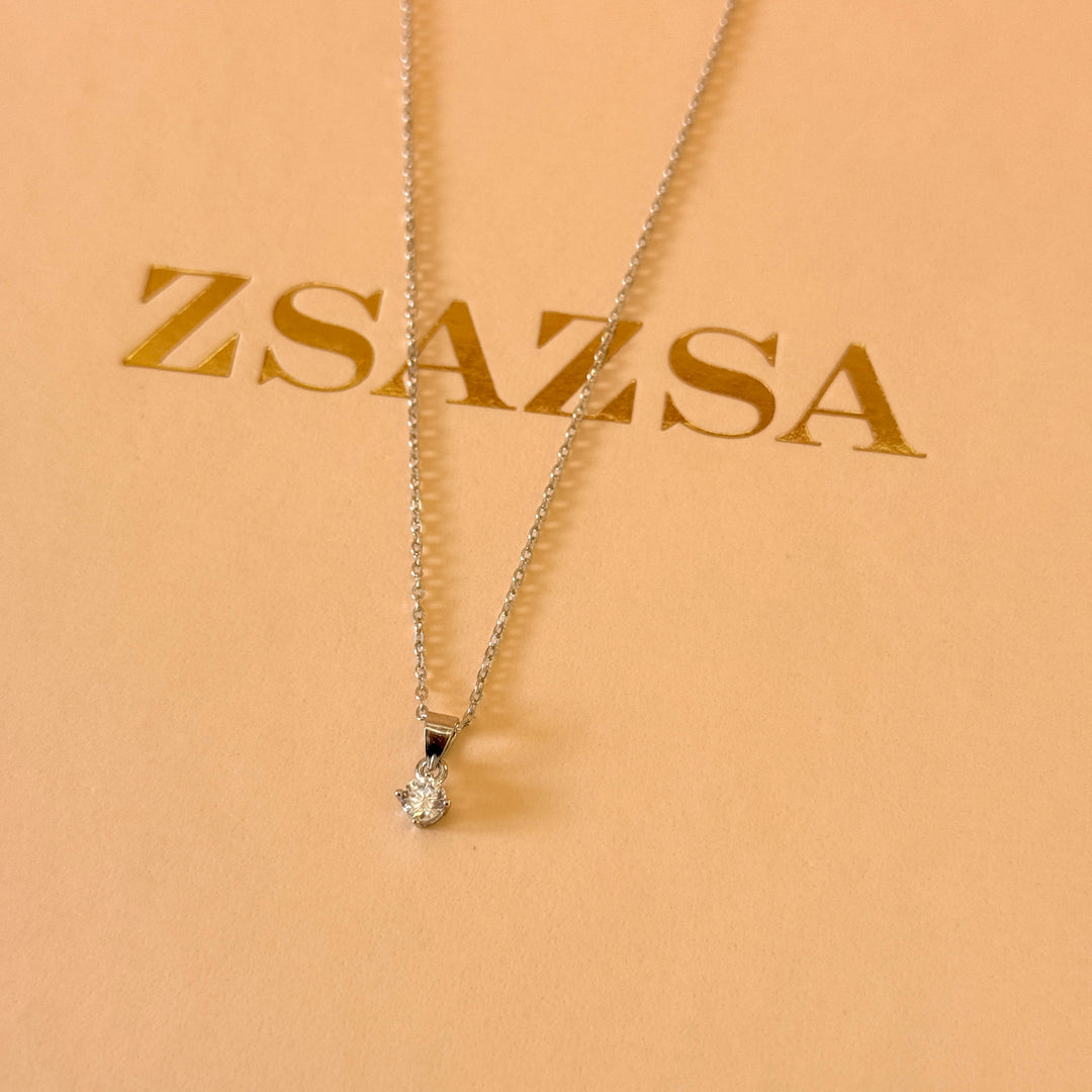 Small solitaire zircone sterling silver pendant