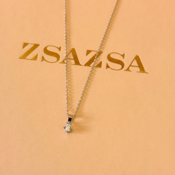 Small solitaire zircone sterling silver pendant