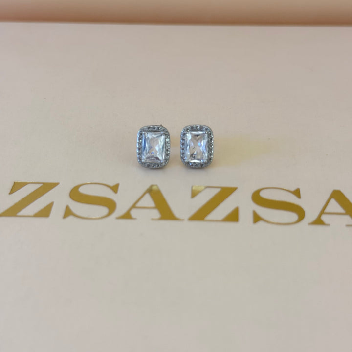 Rectangular zircone Sterling silver set