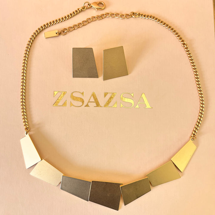 Asymmetric handmade gold plated set