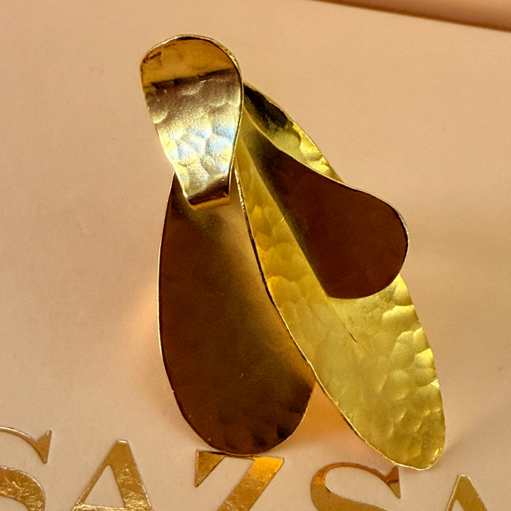 Handmade Statement Abstract Petal Gold Ring | Gold Plated | ZsaZsa