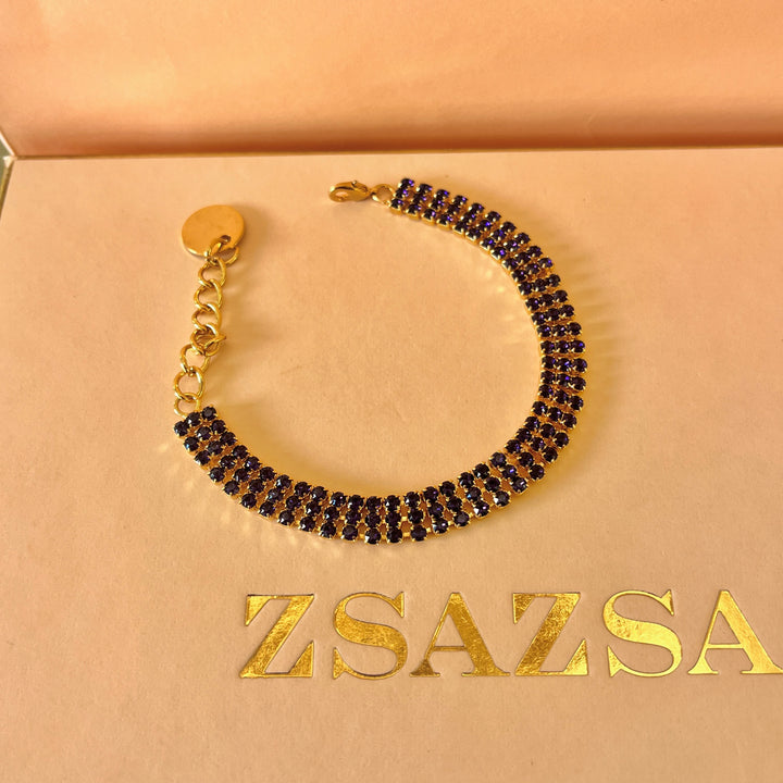 Purple preciosa crystals 3 rows bracelet