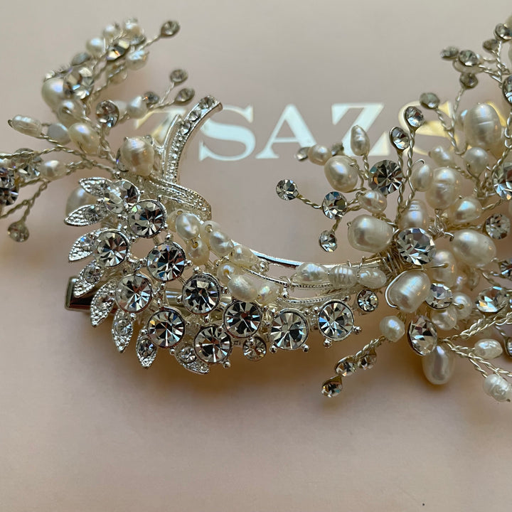Rhinestone Silver Fresh water pearl headpiece