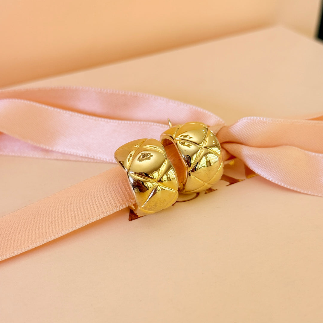 Casual cross gold plated sterling silver hoops