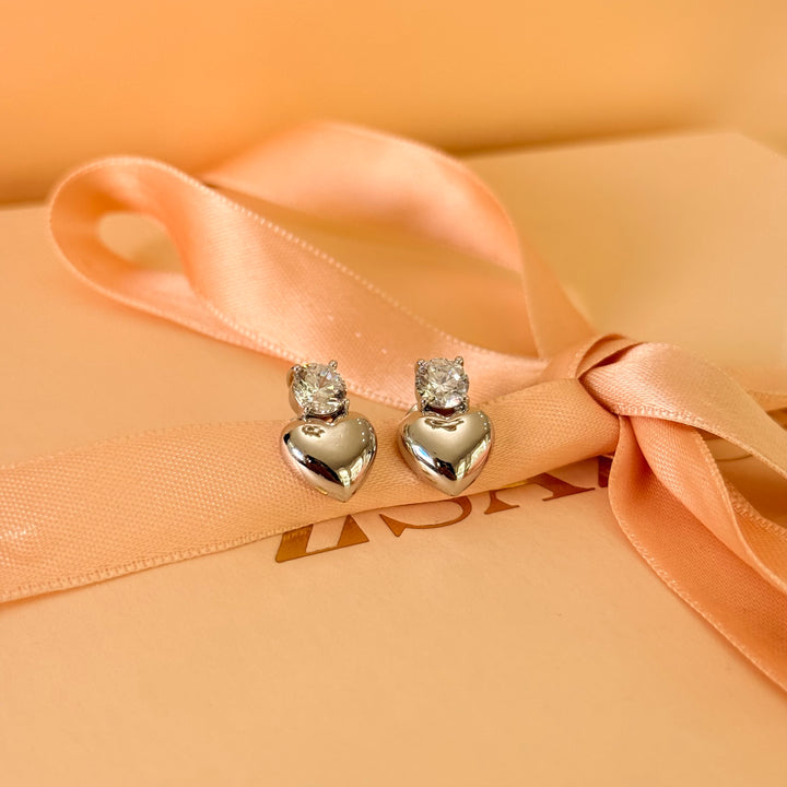 Heart zircone silver earrings