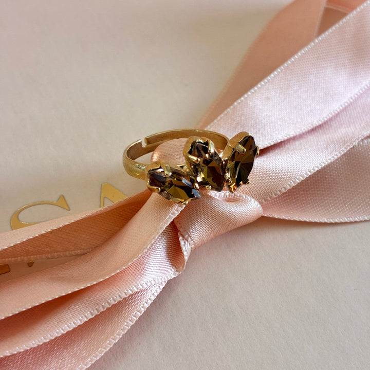 Bronze marquise Swarovski crystals ring