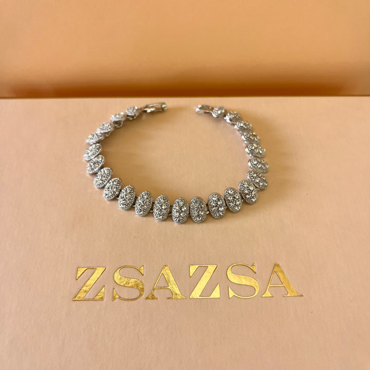 Swarovski crystal oval shape white gold plated bracelet
