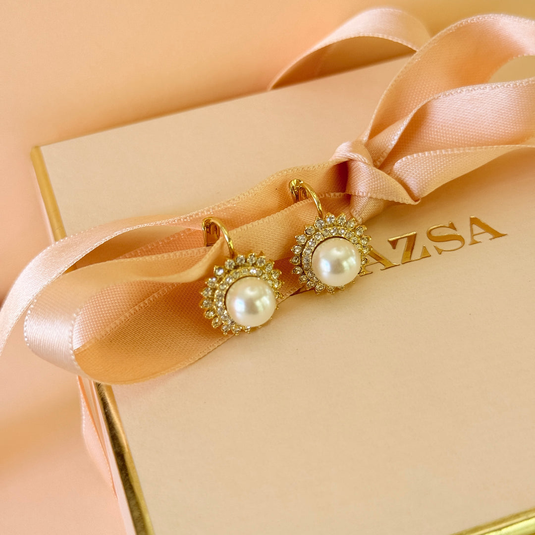 Swarovski crystals & pearls gold plated hook