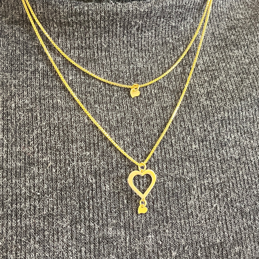 Hearts gold plated 2 rows necklace