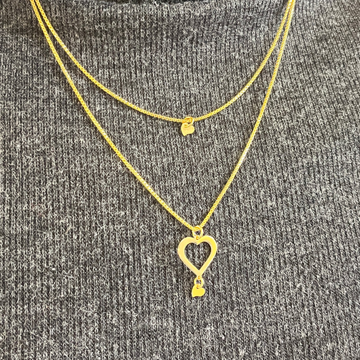 Hearts gold plated 2 rows necklace