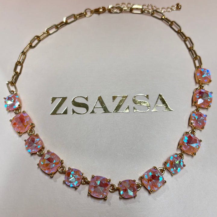Rhinestone peach necklace