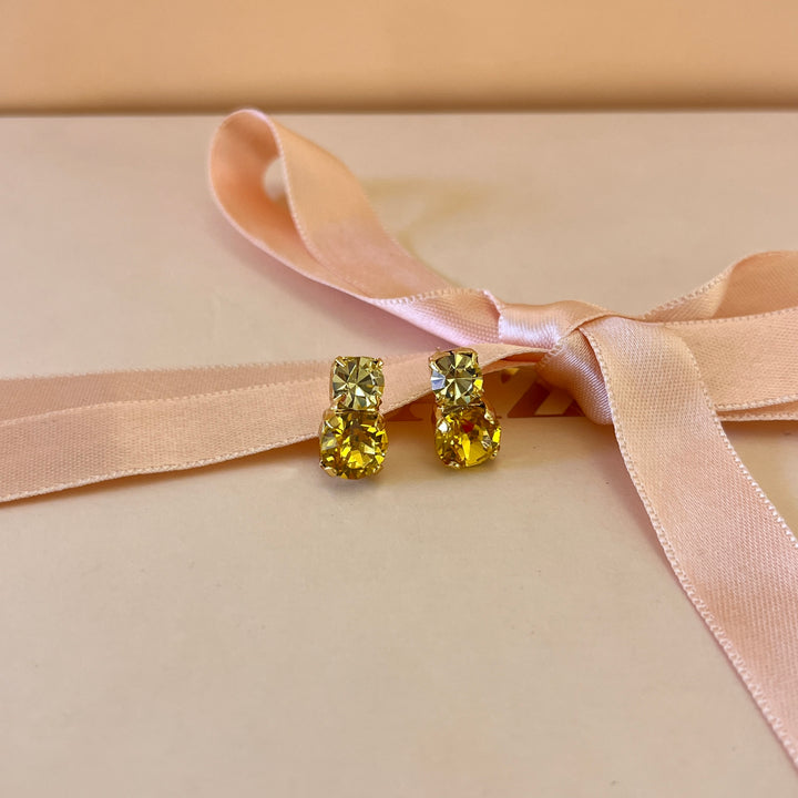 Yellow Swarovski crystals studs