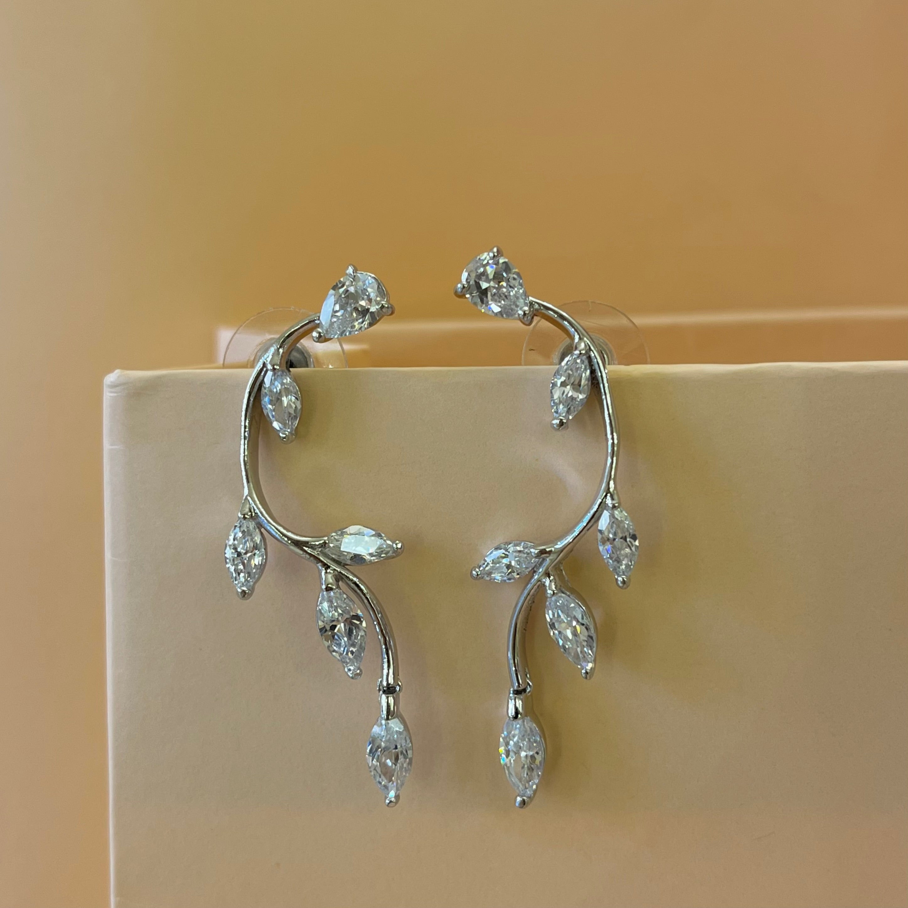 Silver zircone marquise earrings