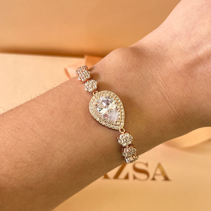 Teardrop zircone rose gold plated bracelet