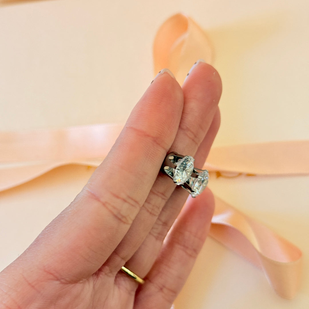 Large solitaire zircone silver studs