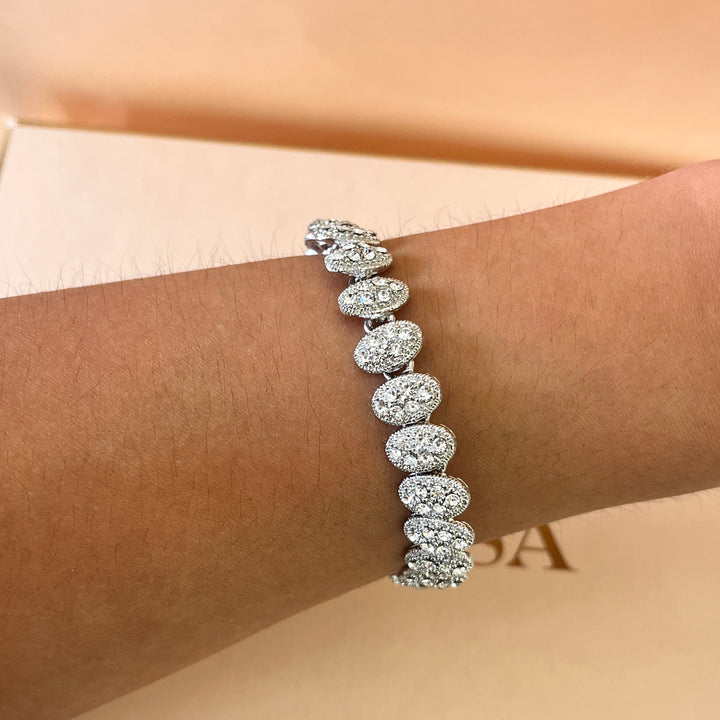 Swarovski crystal oval shape white gold plated bracelet