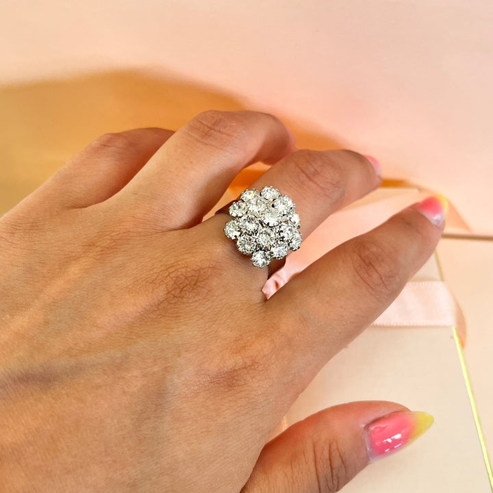 Swarovski crystals white gold plated flower ring
