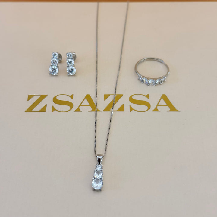 Trilogy zircone sterling silver set