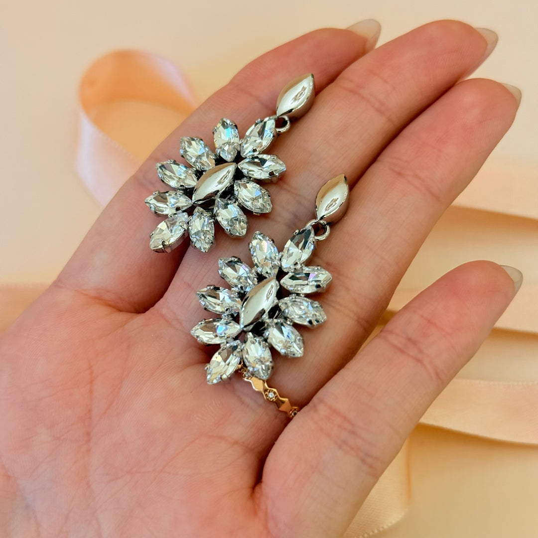 Marquise Swarovski crystals white gold plated earrings