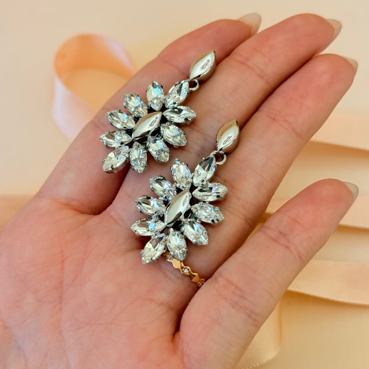 Marquise Swarovski crystals white gold plated earrings