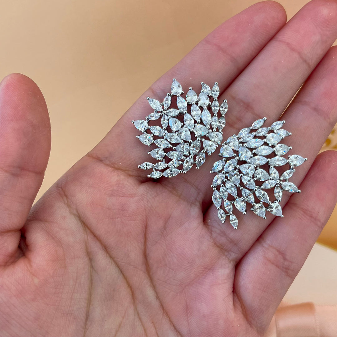 Silver zircone marquise studs