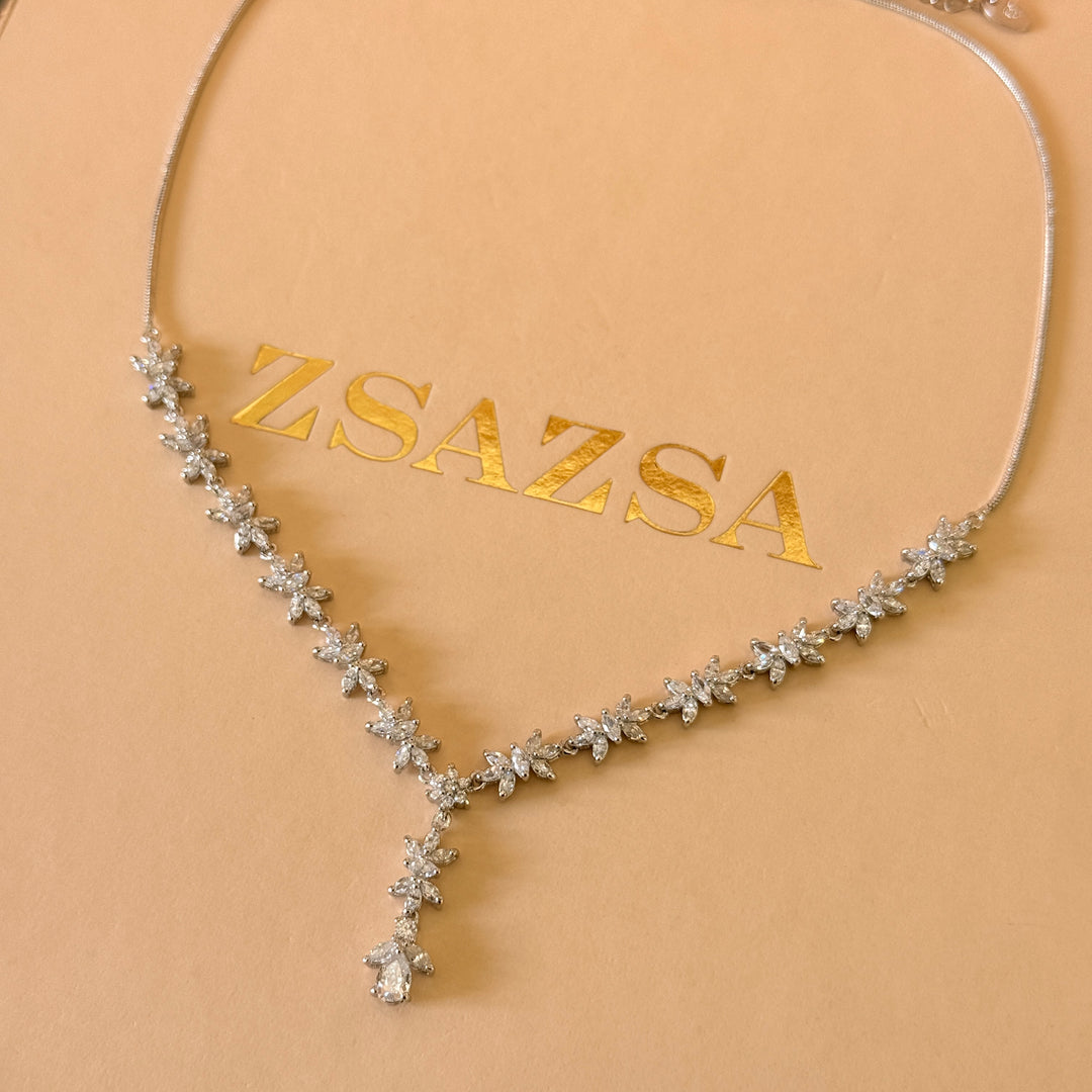 Marquise and teardrop zircone silver set