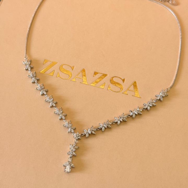 Marquise and teardrop zircone silver set