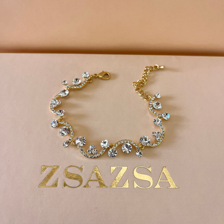 Swarovski crystals round gold plated bracelet