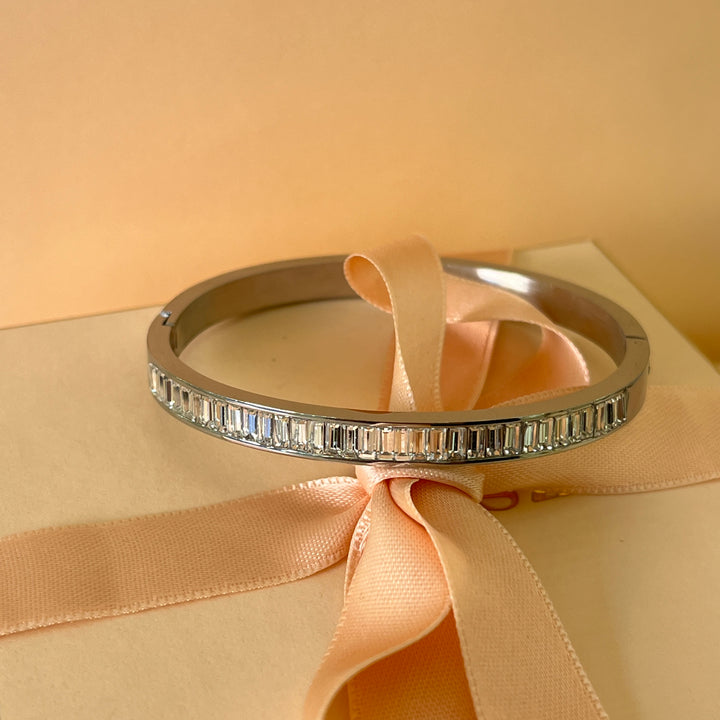 Baguette silver zircone bangle