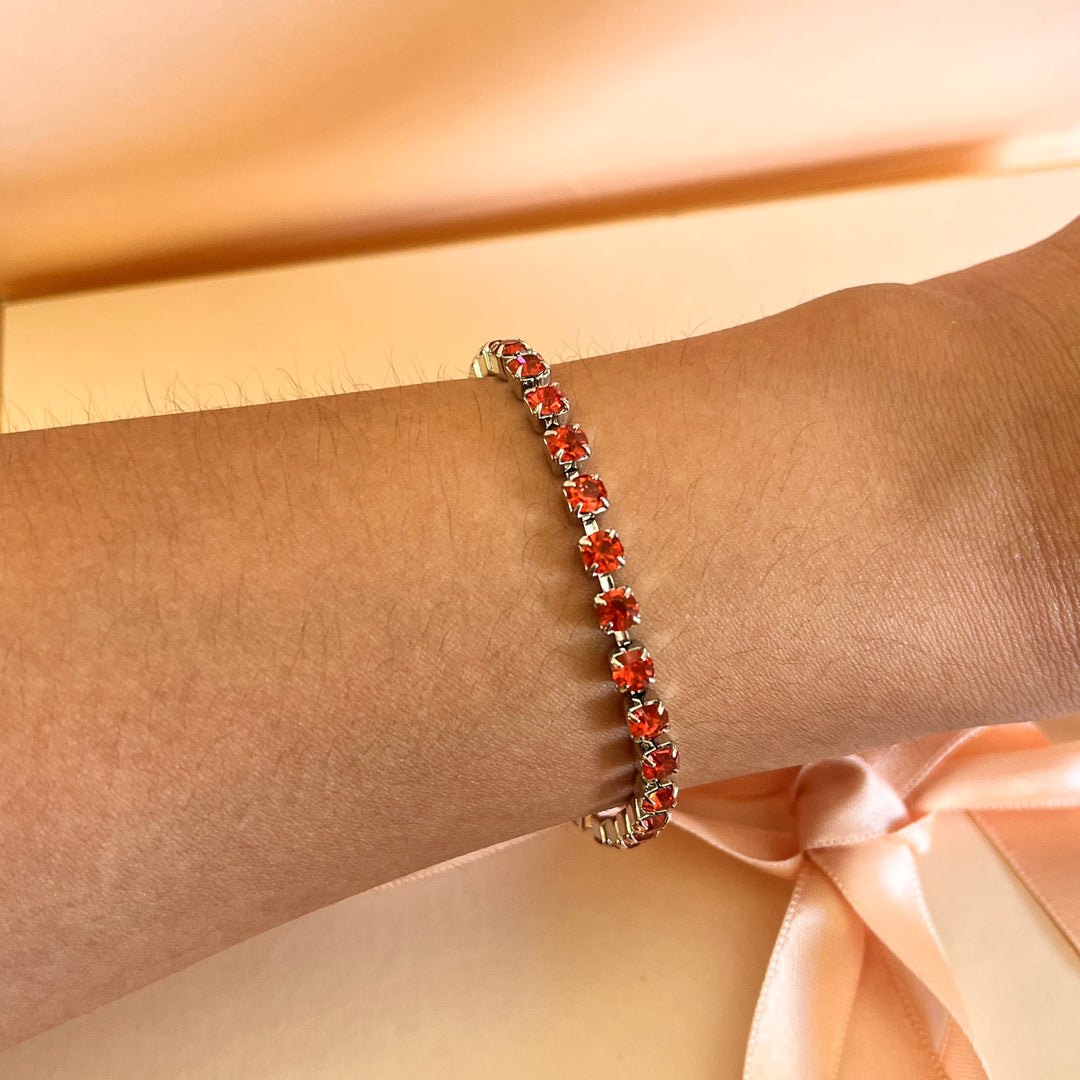 Coral Swarovski crystals  bracelet
