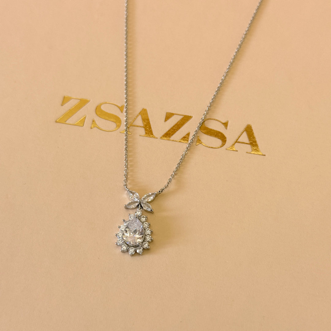Marquise and teardrop zircone silver pendant