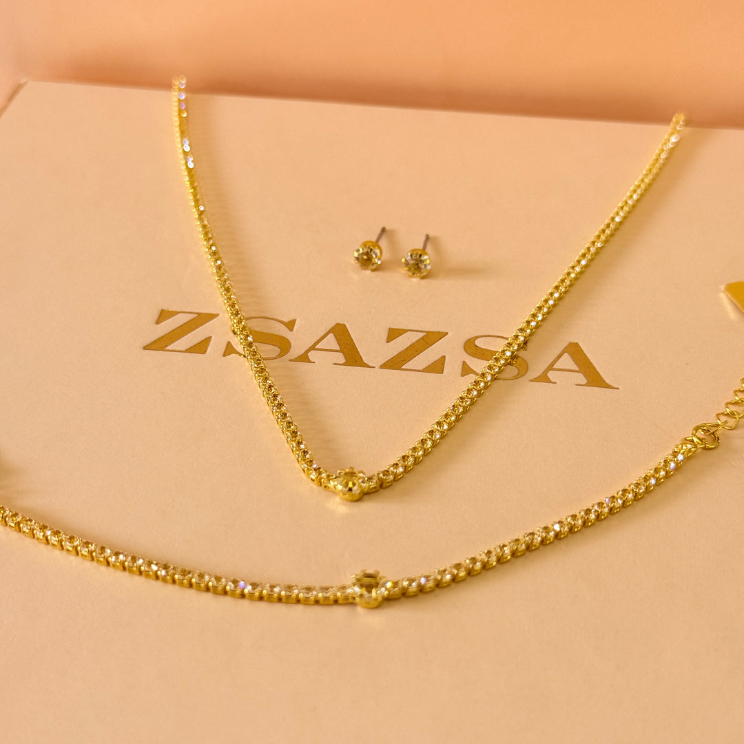 Dainty zircone gold plated set