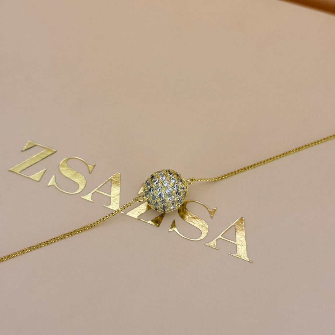 Zircone ball gold plated pendant & bracelet