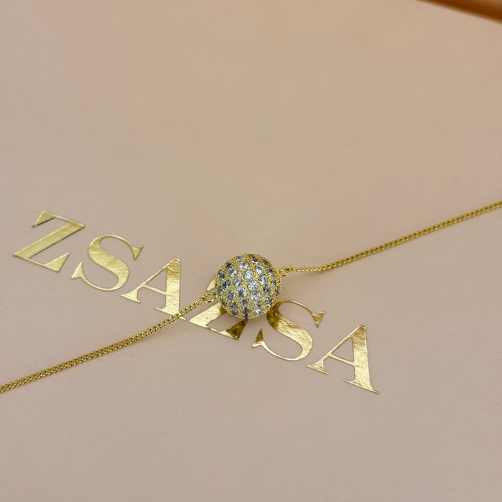 Zircone ball gold plated pendant & bracelet