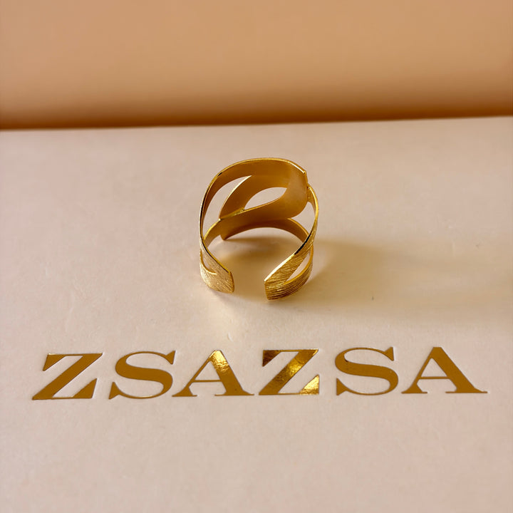 Handmade Twisted Shape Gold Ring | Gold Plated | ZsaZsa