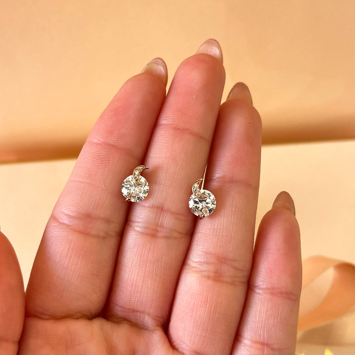 Zircone rose gold plated moon studs