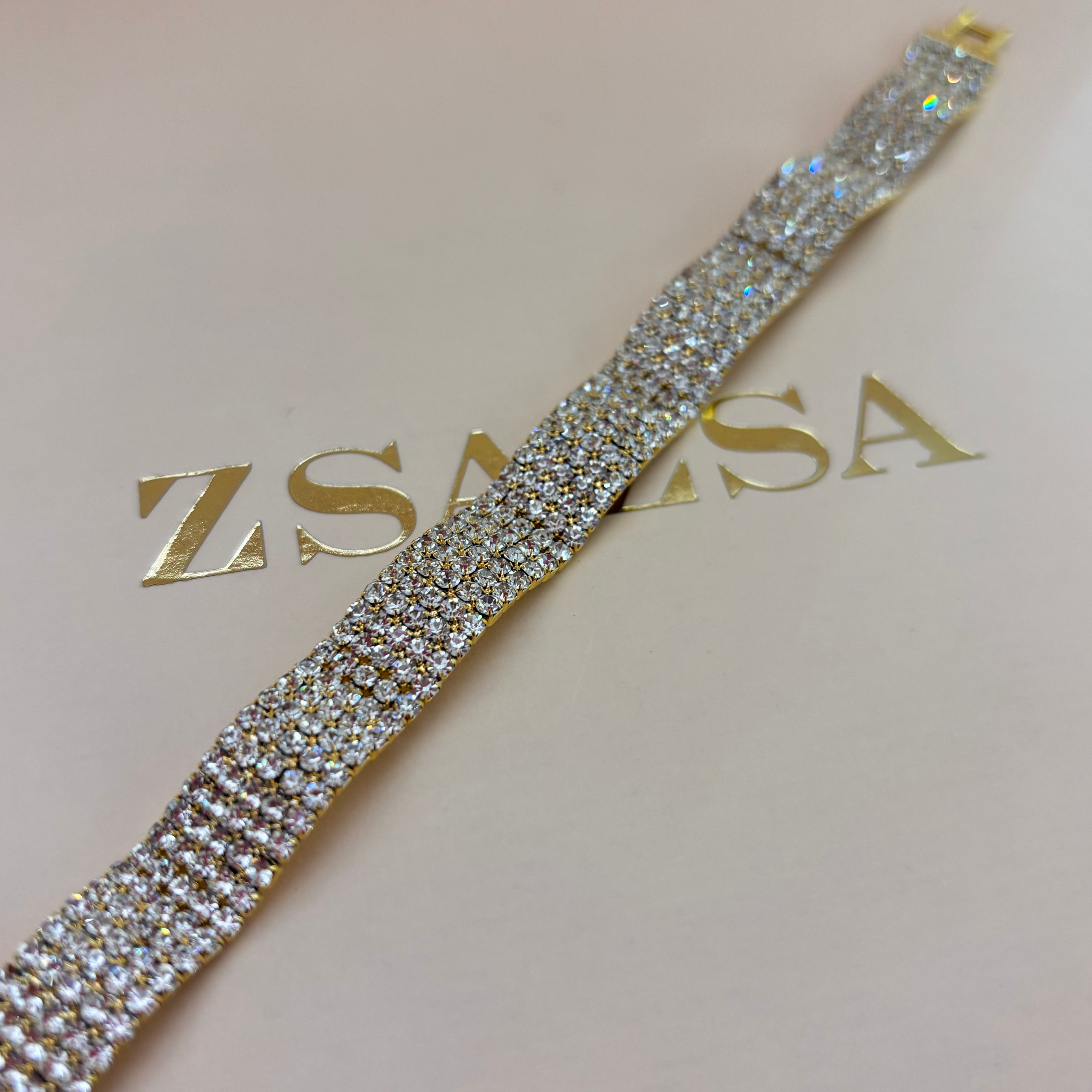 Elegant rhinestone gold bracelet