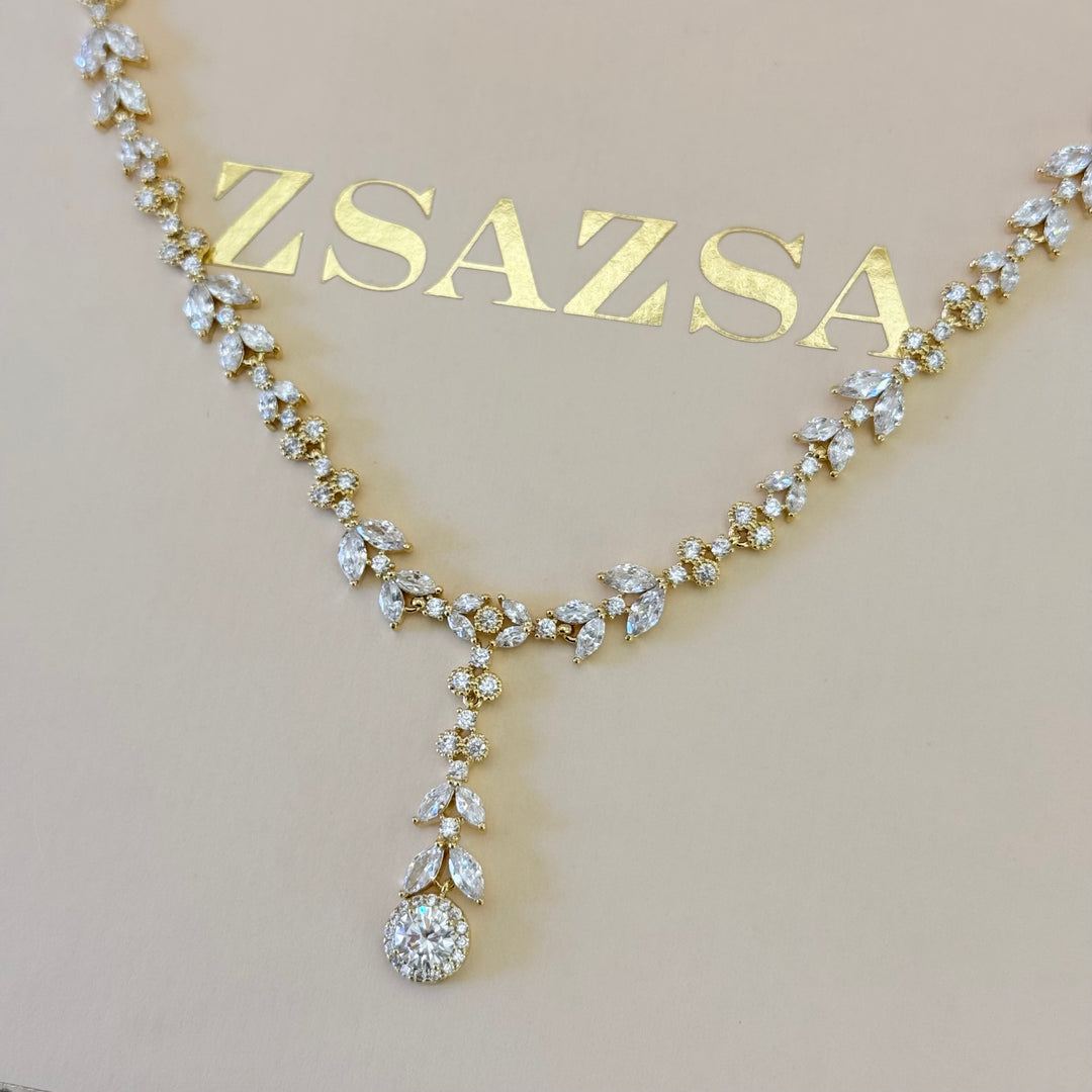 Marquise zircone gold plated set