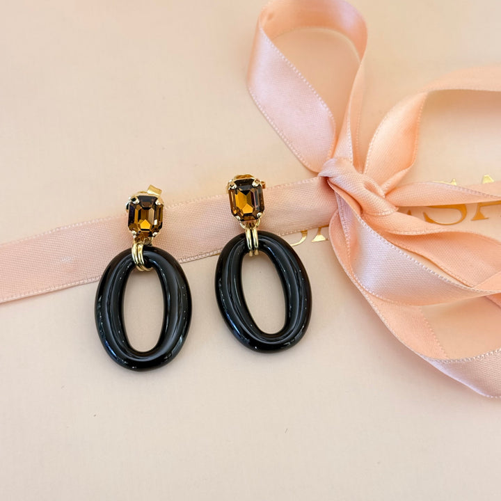 Casual bronze Swarovski crystals gold plated