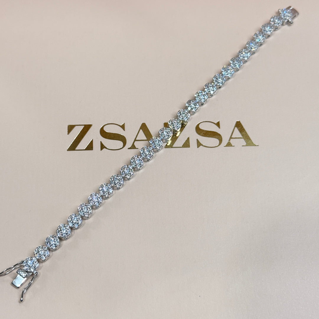 Flowers zircone sterling silver bracelet