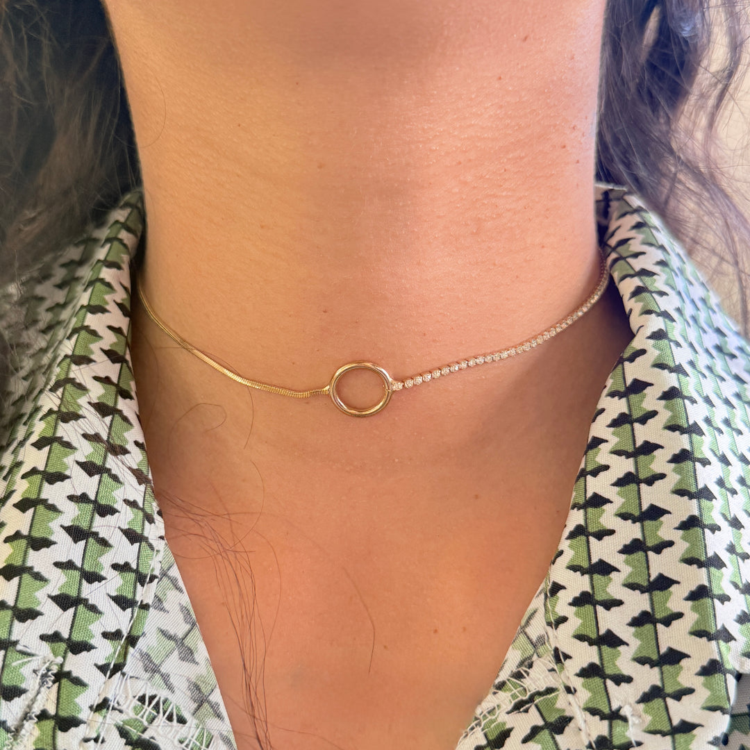 Rhinestone dainty gold plated choker