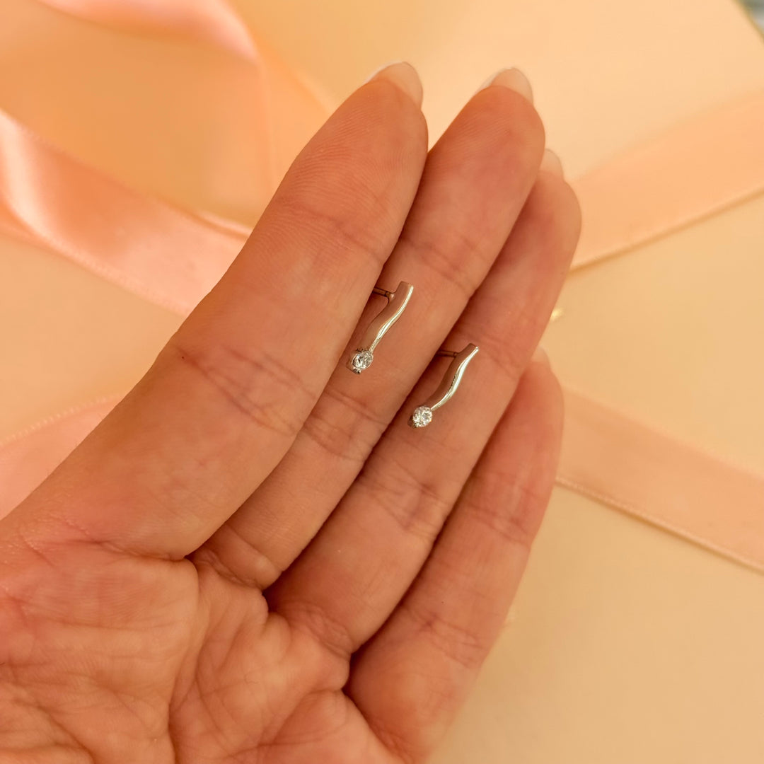 Dainty zircone silver earrings