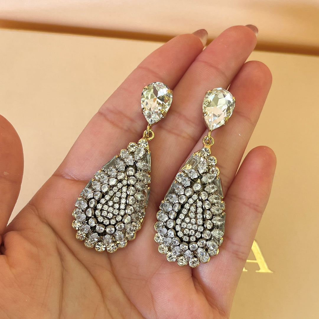 Swarovski crystals Teardrop gold plated earrings