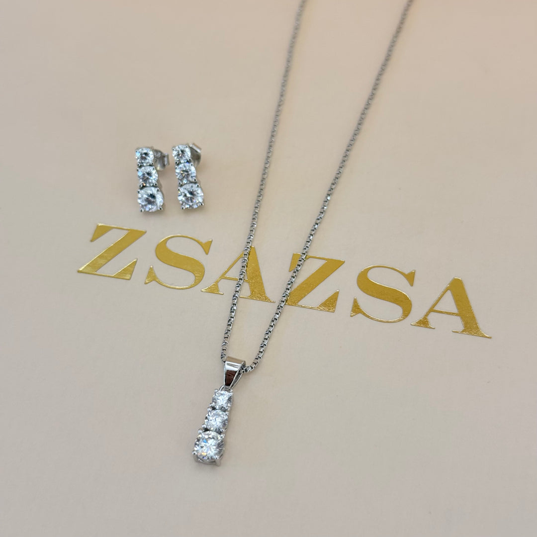 Trilogy zircone sterling silver set
