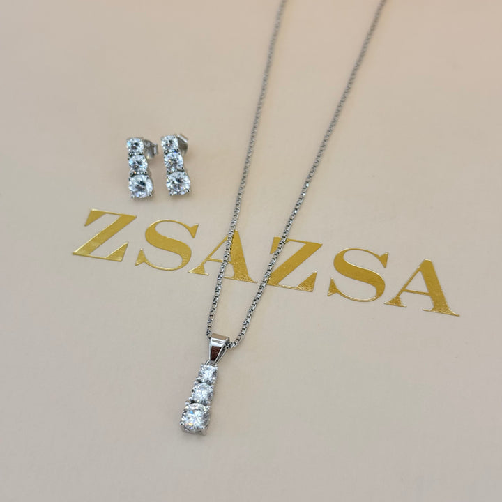 Trilogy zircone sterling silver set