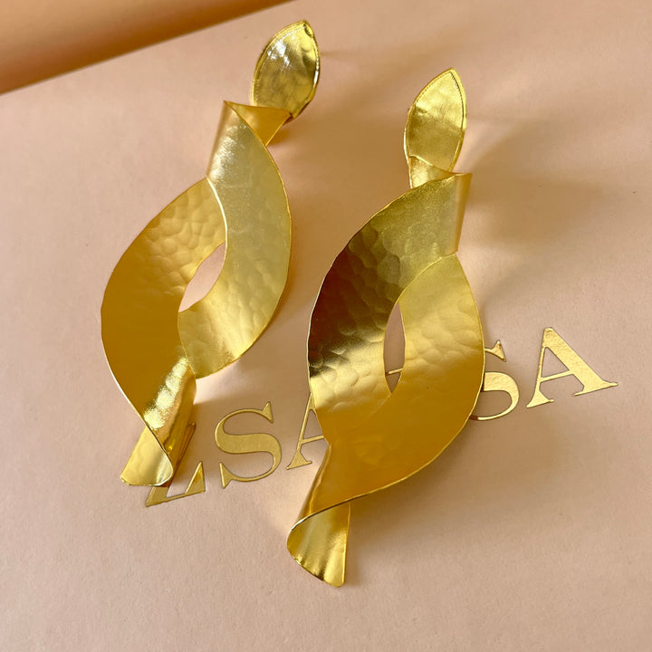 Twisted gold handmade earrings