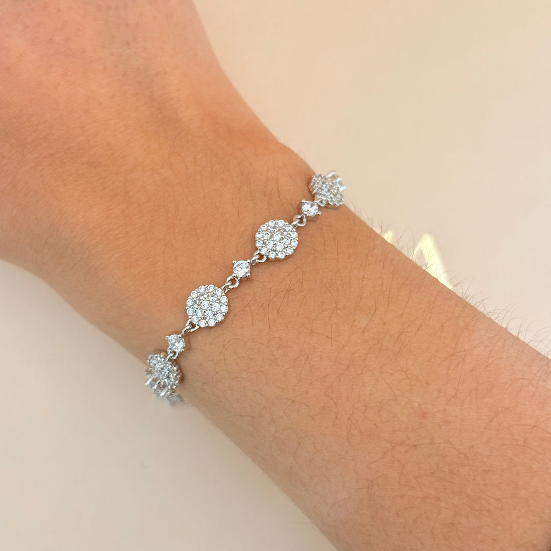Round zircone silver bracelet