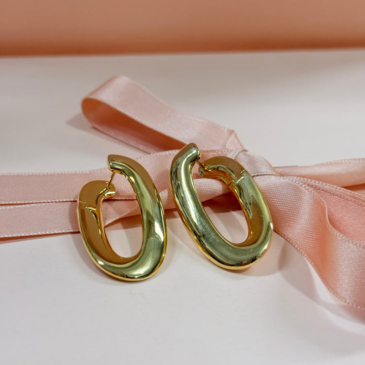 Oval sterling silver gold plated hoops