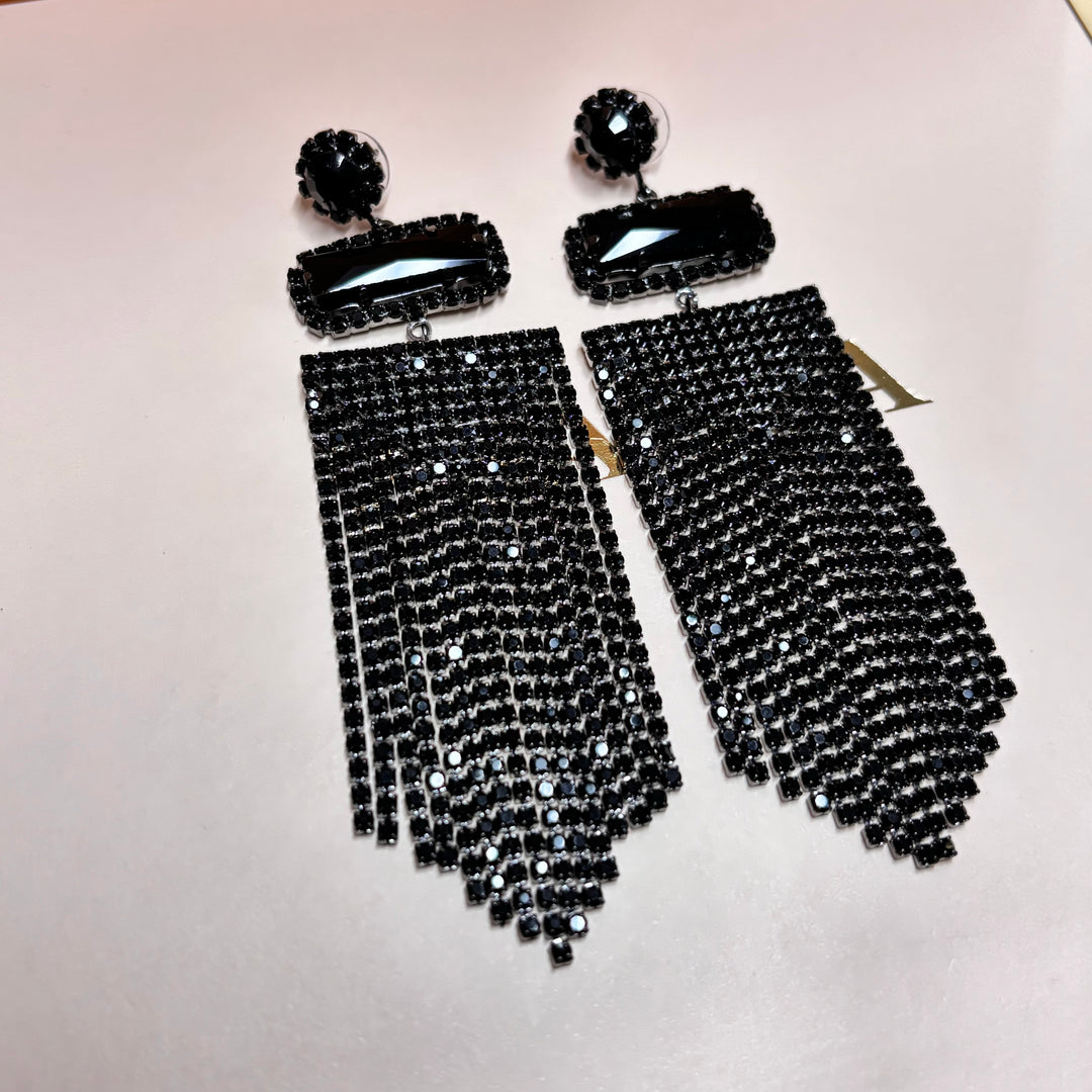 Elegant black long earrings