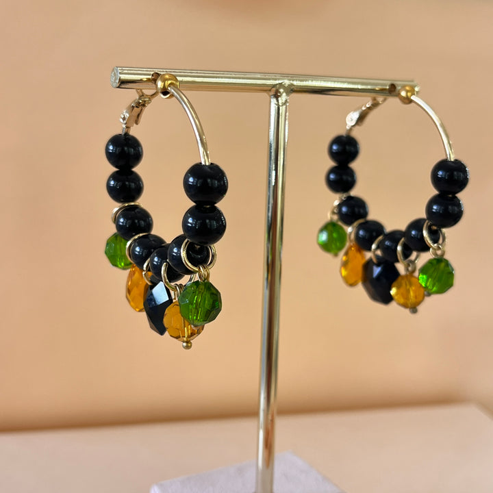 Black, yellow & olive resin hoops